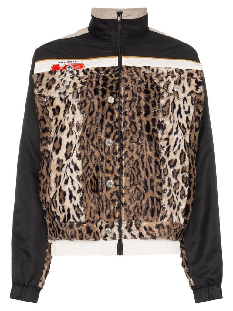 Martine Rose hybrid leopard print insert track jacket - Black