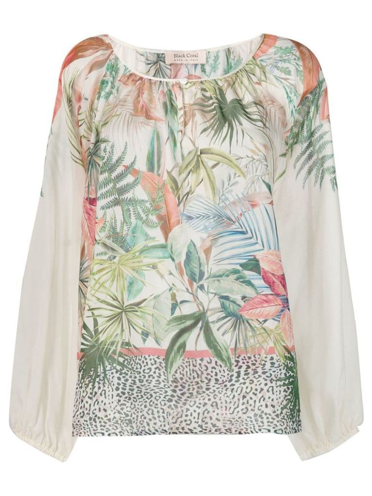 Black Coral jungle print blouse - NEUTRALS