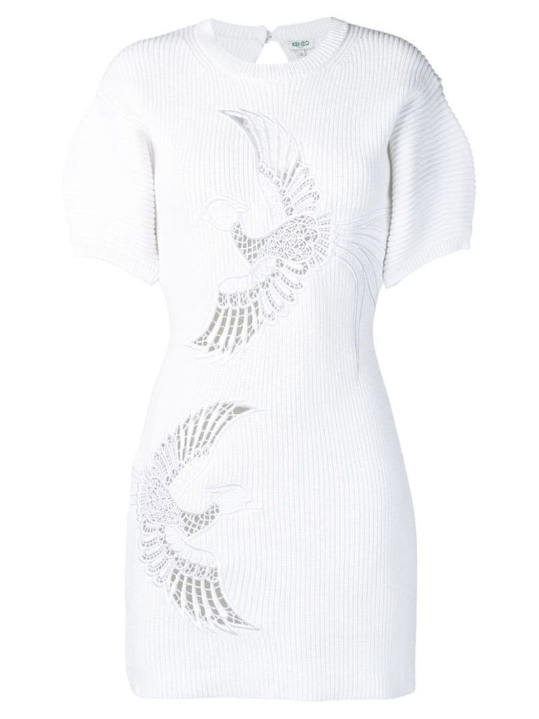 Kenzo Flying Phoenix ribbed dress - White