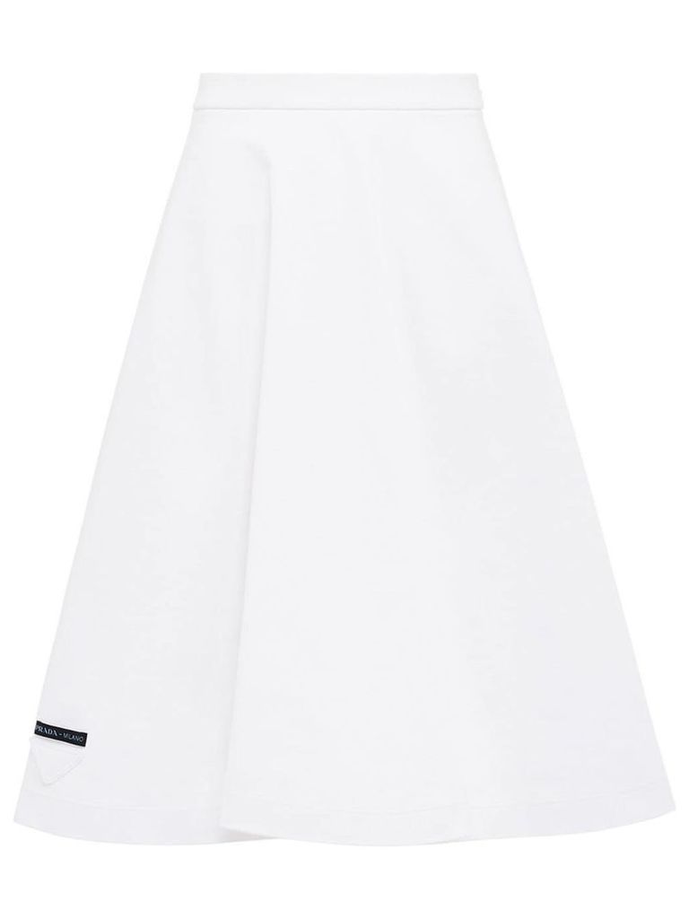 Prada logo patch jersey skirt - White