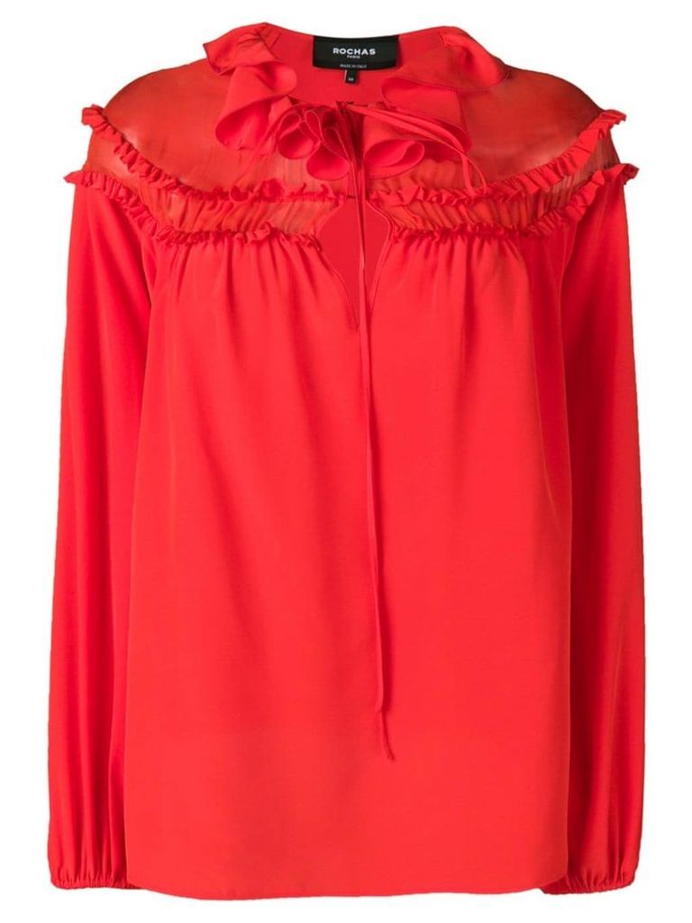 Rochas ruffled neck blouse - Red
