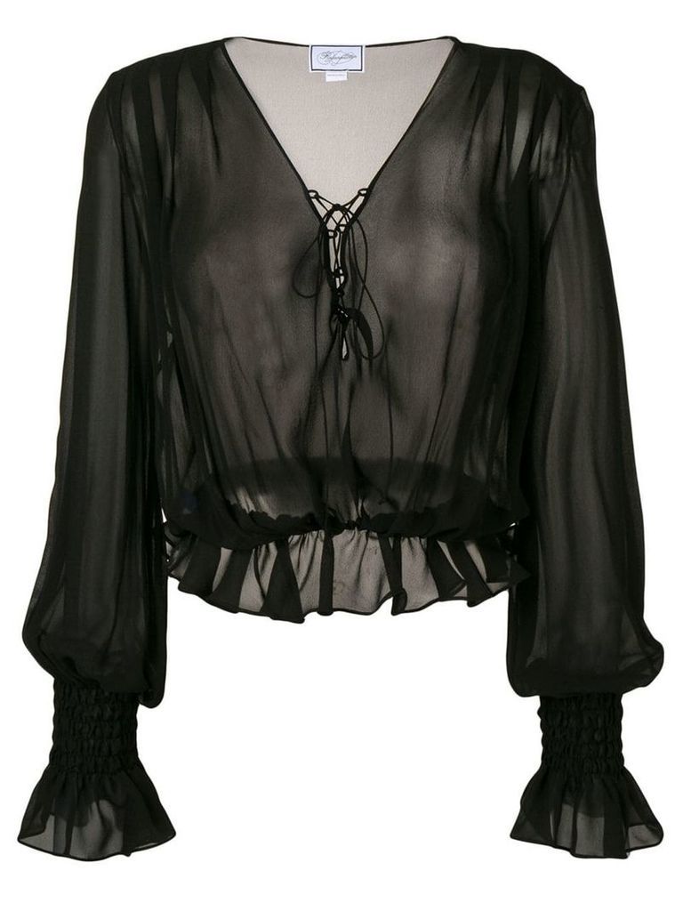 Redemption long-sleeve sheer blouse - Black