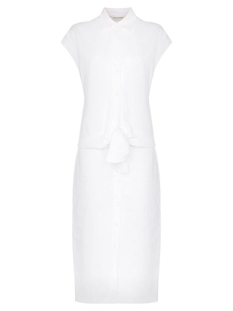 A Plan Application belted linen shirt dress - White
