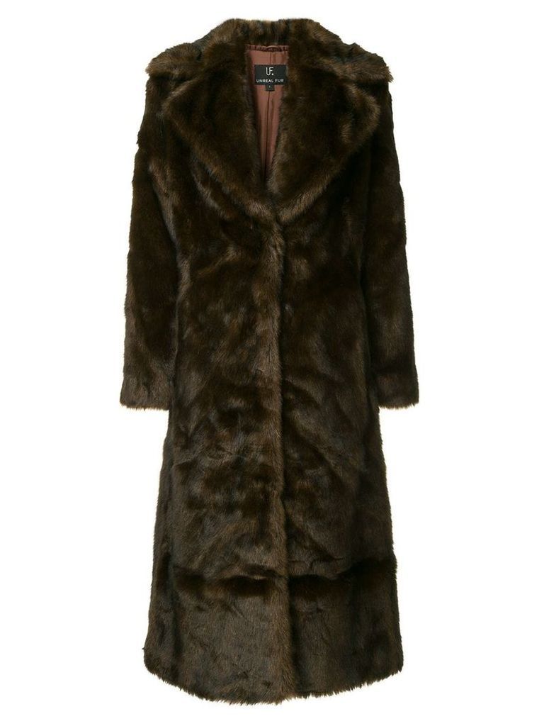 Unreal Fur Long Mac coat - Brown