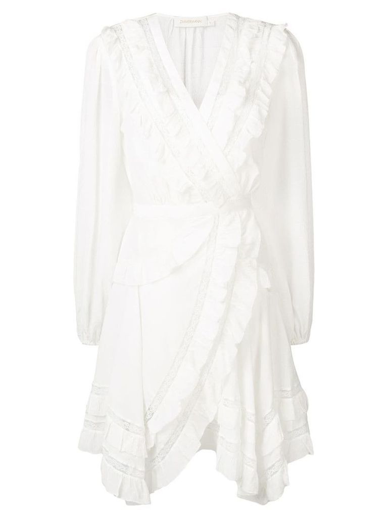 Zimmermann ruffle wrap dress - White
