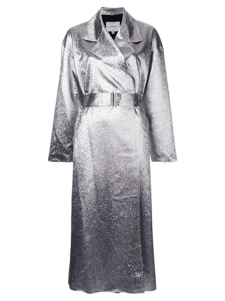 Layeur metallic longline coat - SILVER
