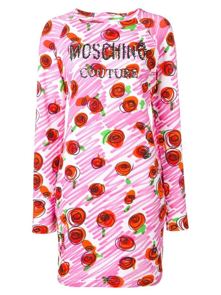 Moschino rose logo fitted dress - PINK