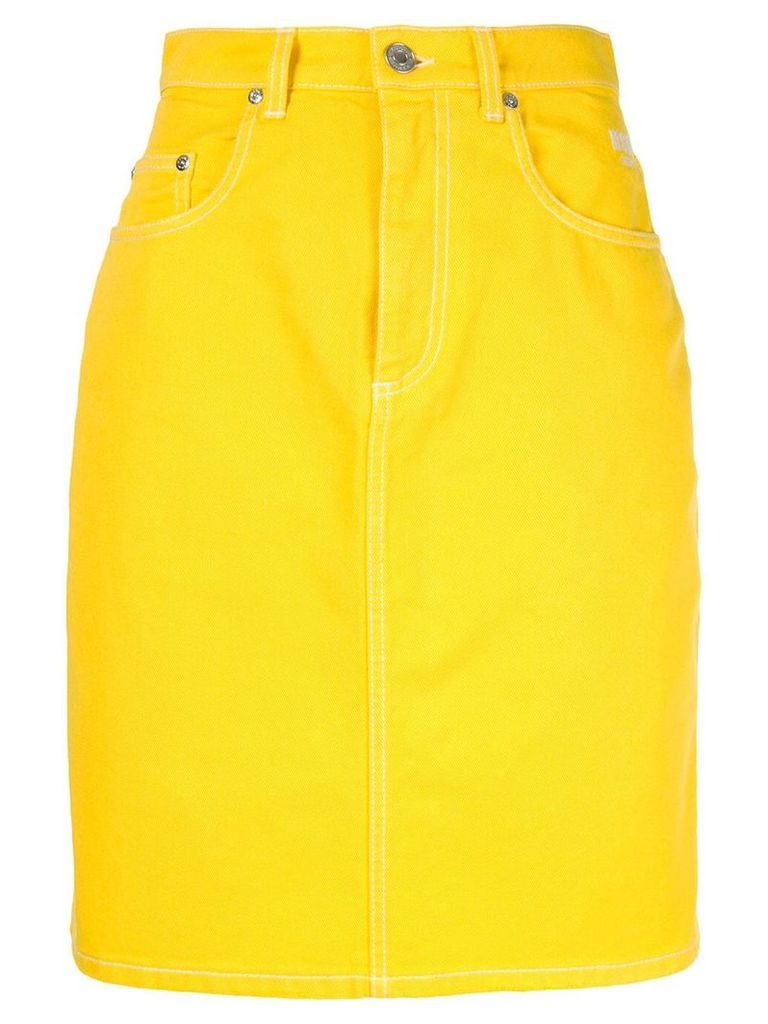 MSGM denim straight skirt - Yellow