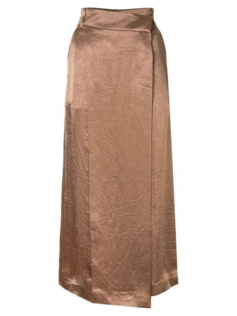 Goen.J asymmetric wrap skirt - Brown