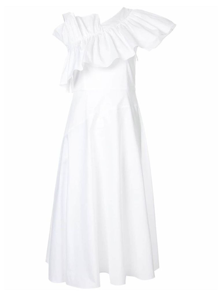 Goen.J one shoulder midi dress - White