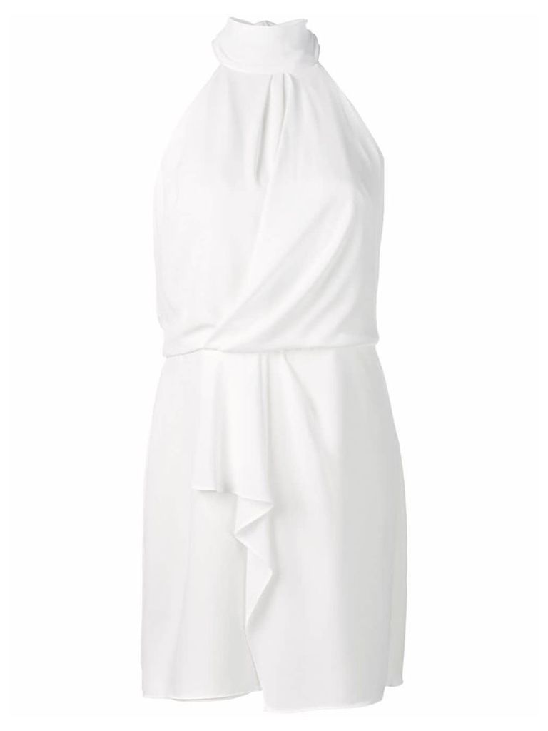 Halston Heritage frill-trim sleeveless mini dress - White