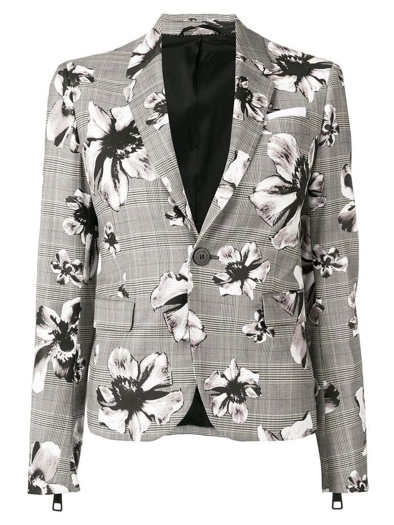 Neil Barrett check floral blazer - Grey