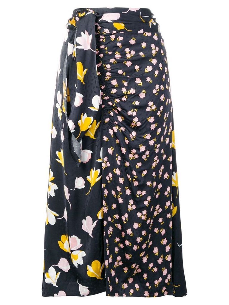 Self-Portrait floral wrap detail skirt - Black