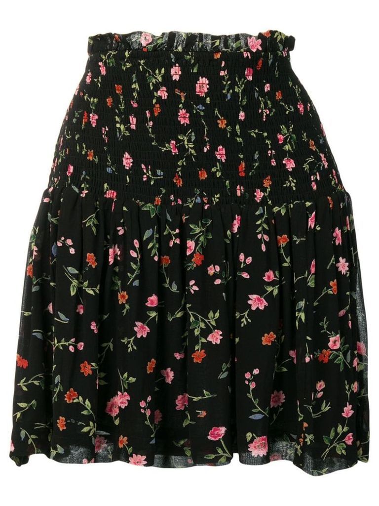 Ganni floral pattern smock skirt - Black
