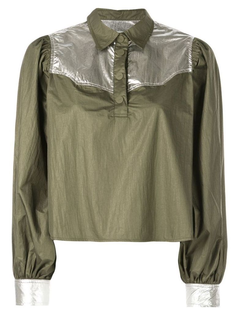 GANNI metallic patch shirt - Green
