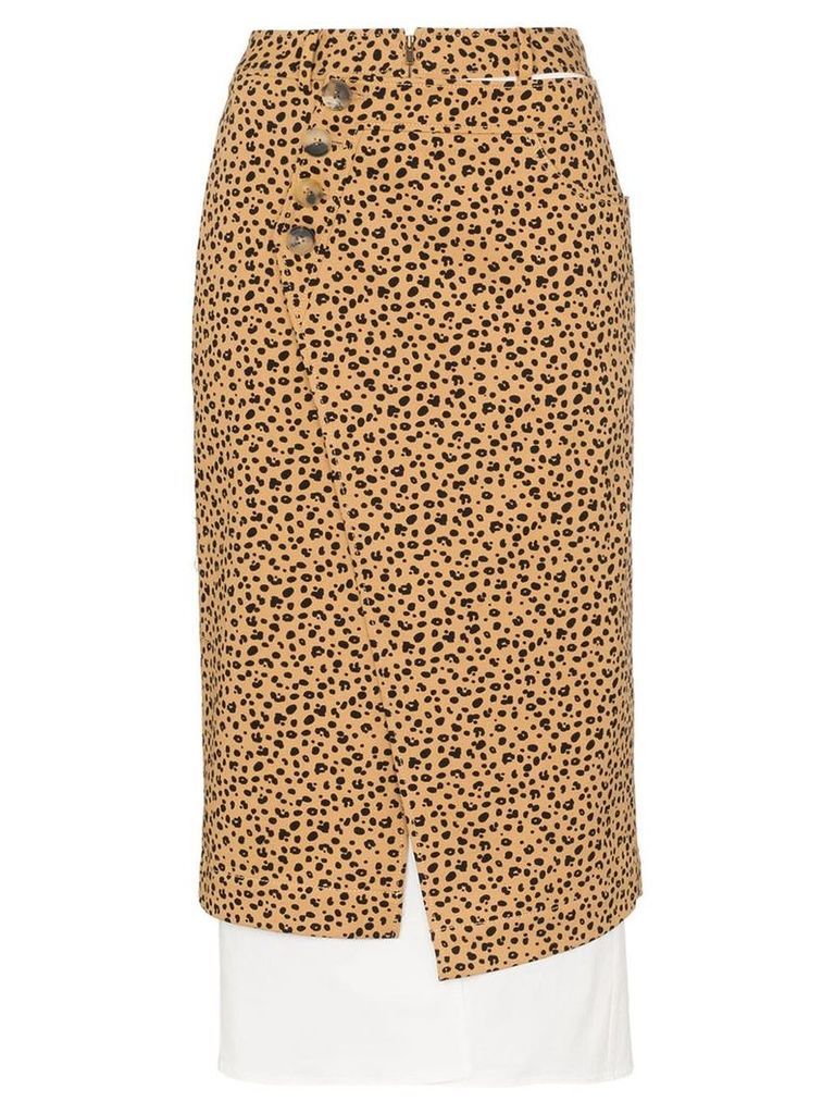 Rejina Pyo leopard print high-waisted double layer cotton skirt -