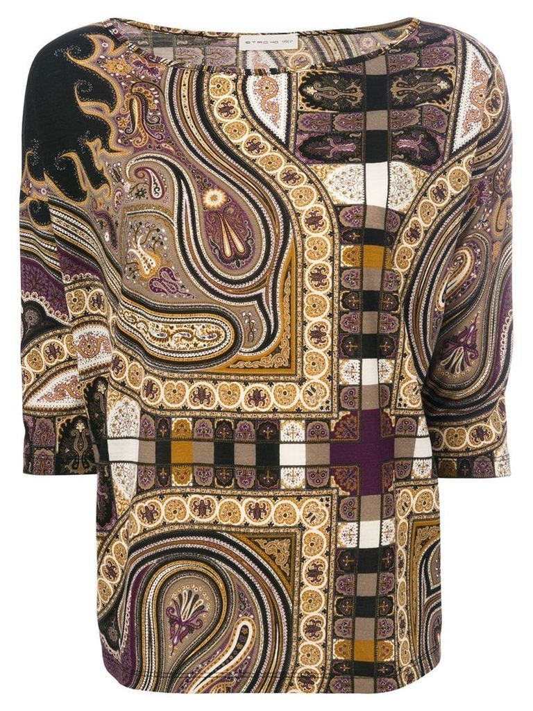 Etro boat neck blouse - Brown