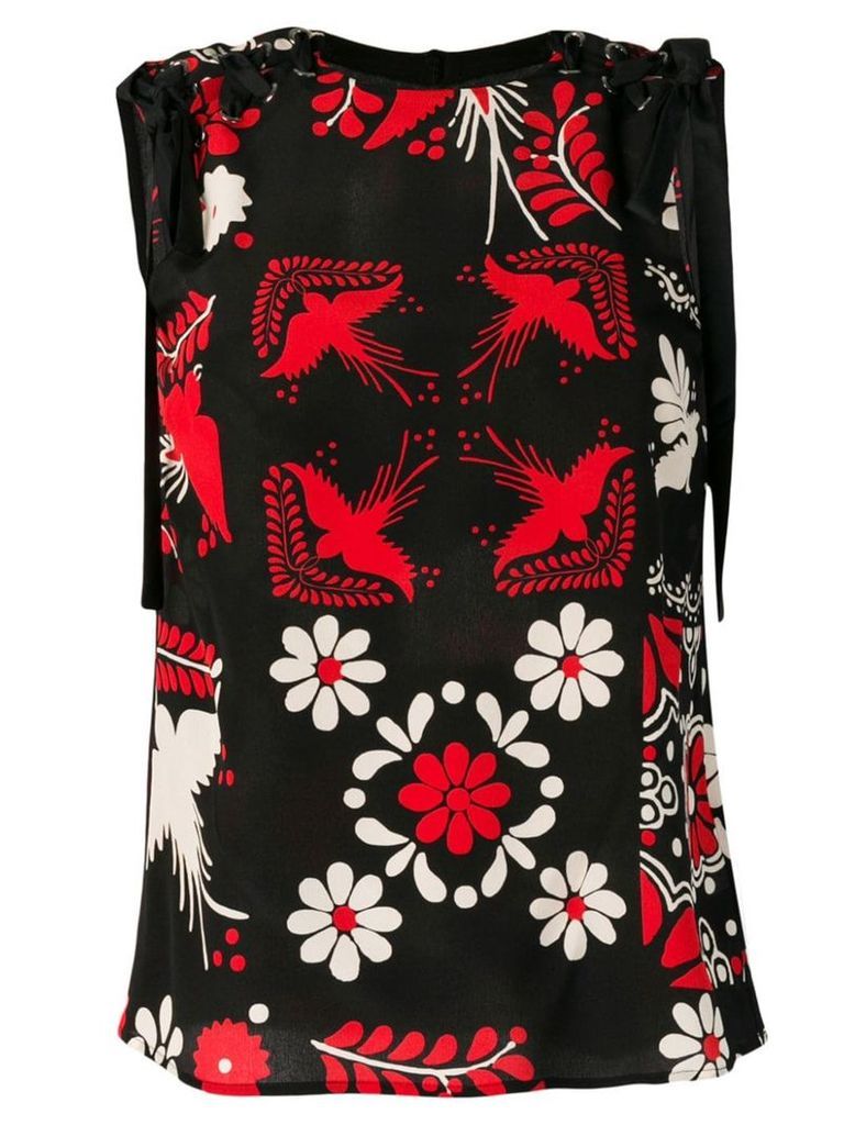 Red Valentino Decorated Terrace printed top - Black