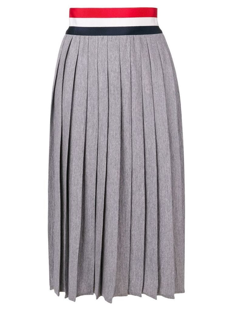 Thom Browne Rwb Grosgrain Waistband Wool Skirt - Grey