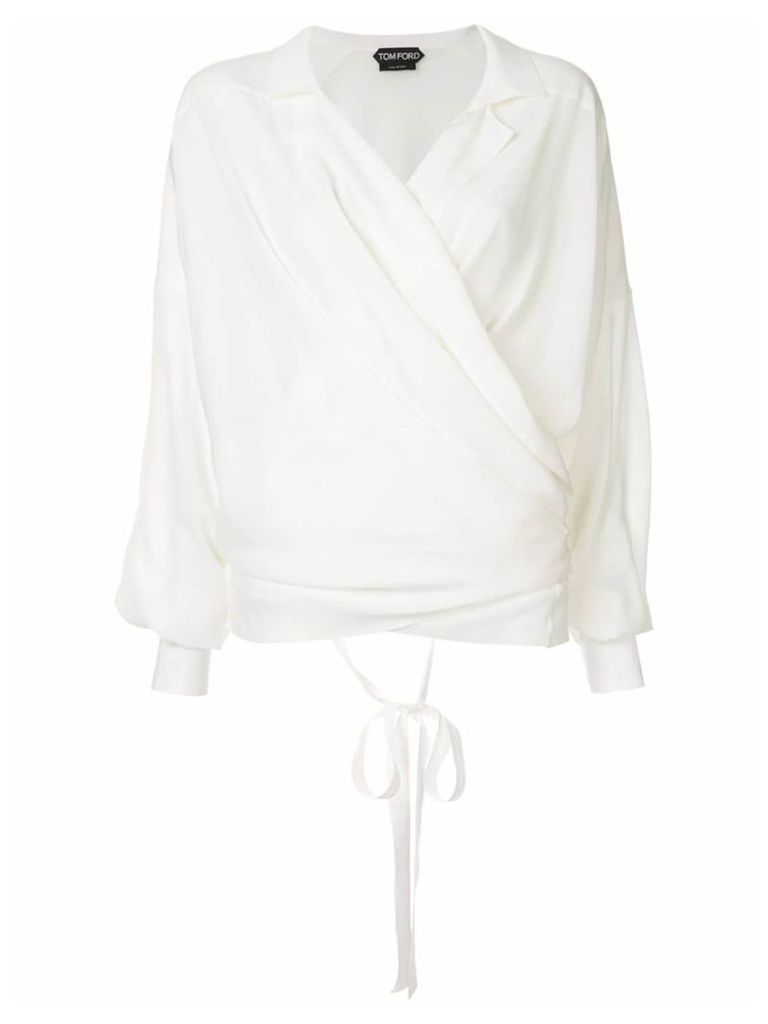 Tom Ford long-sleeve wrap blouse - White
