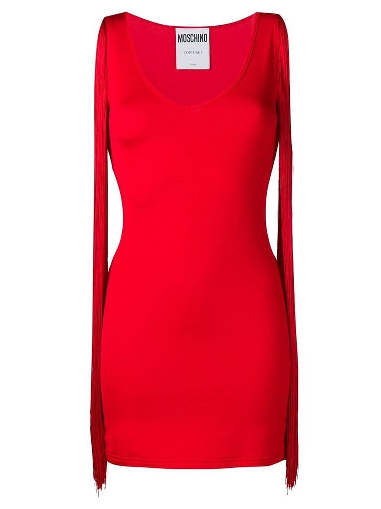 Moschino fringed mini dress - Red