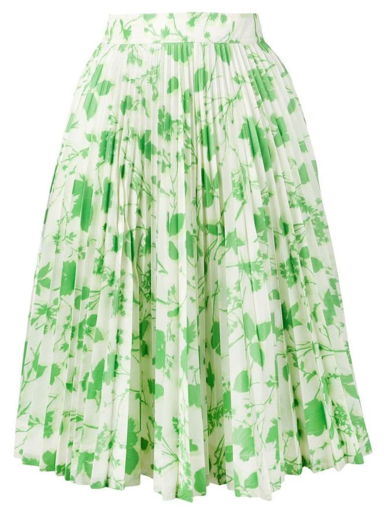 Calvin Klein 205W39nyc leaf print pleated skirt - Green