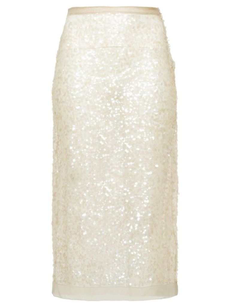 Miu Miu Nylon sequin sheath skirt - Neutrals