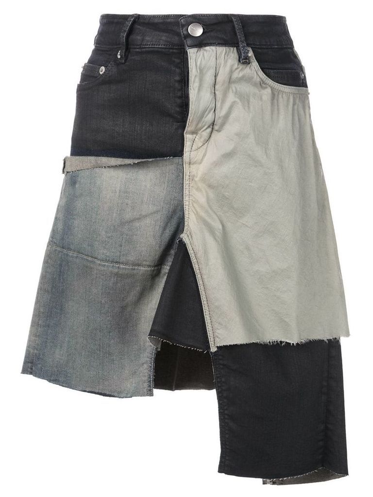 Rick Owens patchwork asymmetric skirt - Black