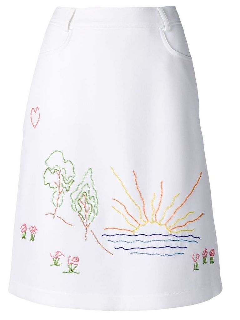 Victoria Victoria Beckham embroidered skirt - White