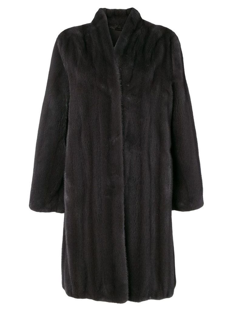 Manzoni 24 oversized fur-trimmed coat - Grey