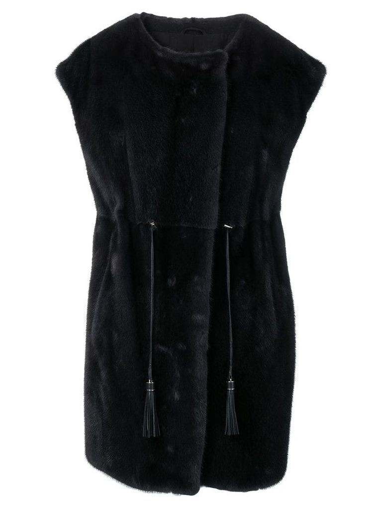 Liska fur trimmed waistcoat - Black