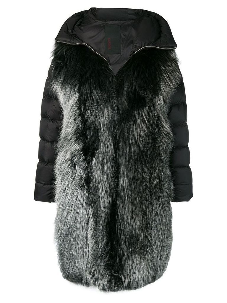 Liska wide lapelled coat - Black