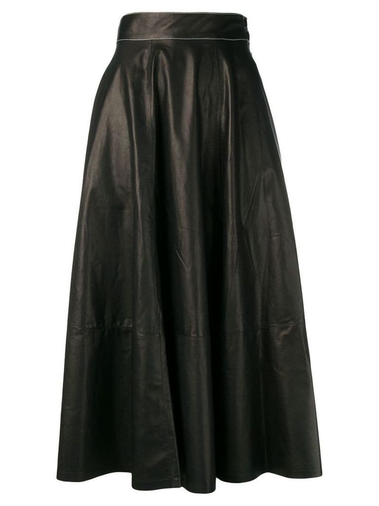 Loewe high waisted leather skirt - Black