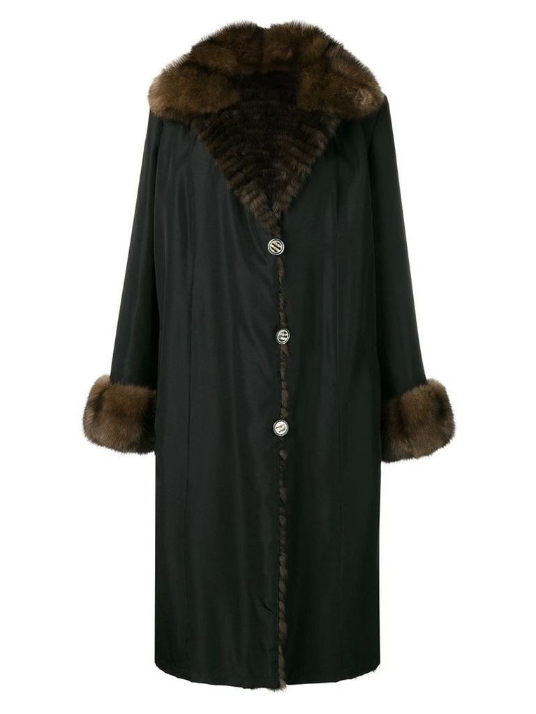 Liska fur-trim hooded parka coat - Brown