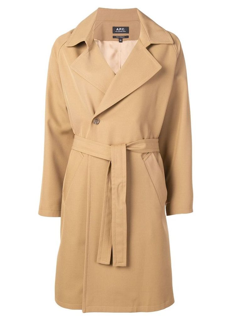 A.P.C. belted double-breasted coat - NEUTRALS