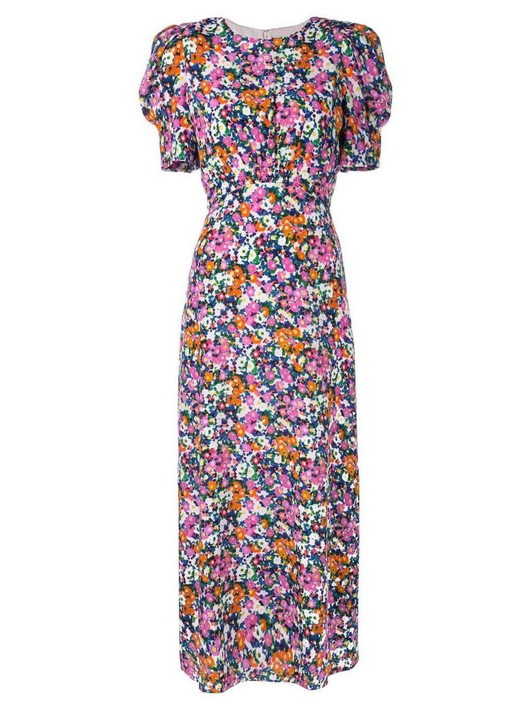 Saloni belted floral print dress - PINK