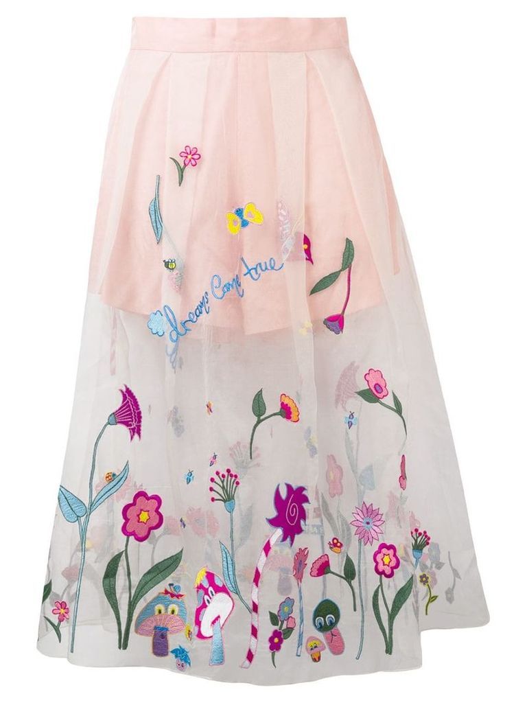 Mira Mikati organza embroidered skirt - Pink