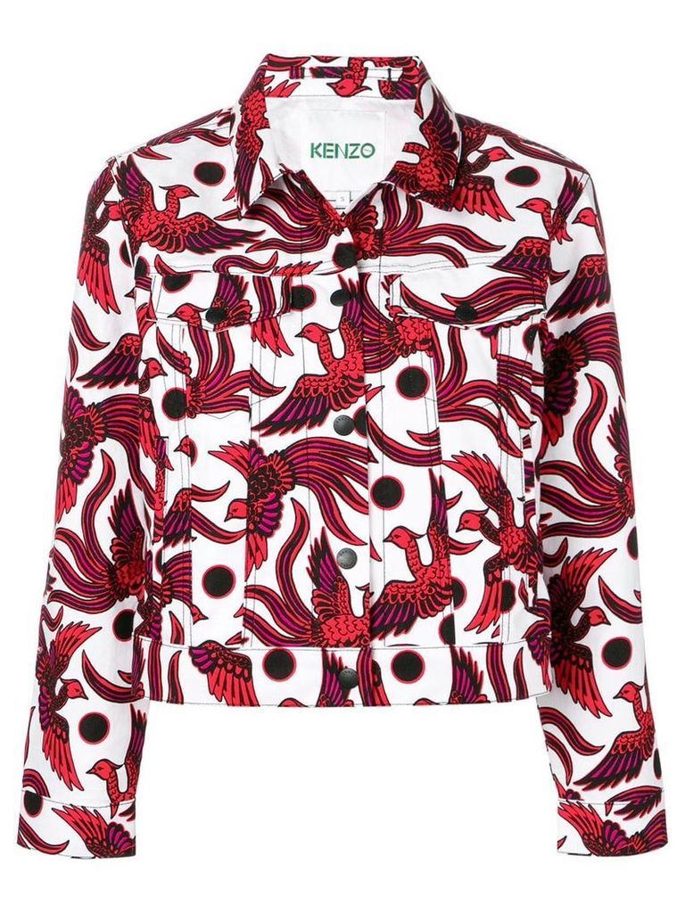 Kenzo bird-print denim jacket - White
