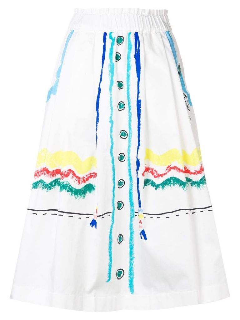 Mira Mikati Trompe L'ail Scribble skirt - White