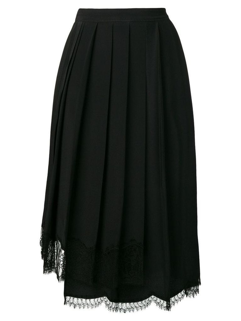 Nº21 lace hem pleated skirt - Black