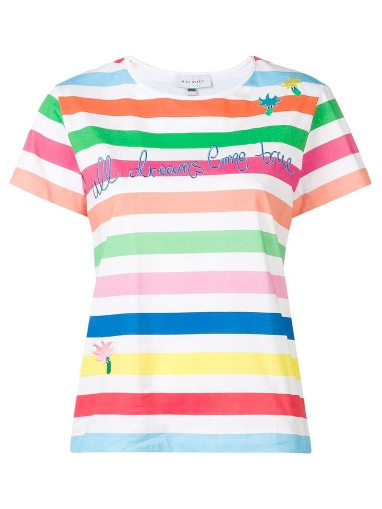 Mira Mikati Rainbow Stripe embroidered T-shirt - White