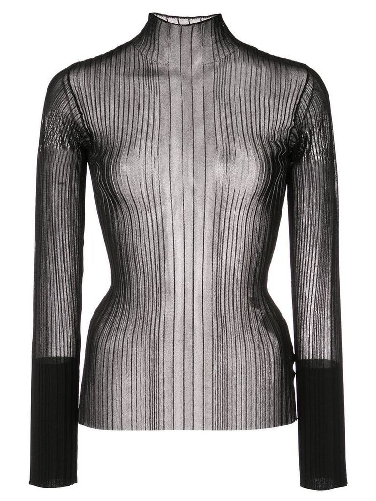 Dion Lee ribbed mesh polo top - Black