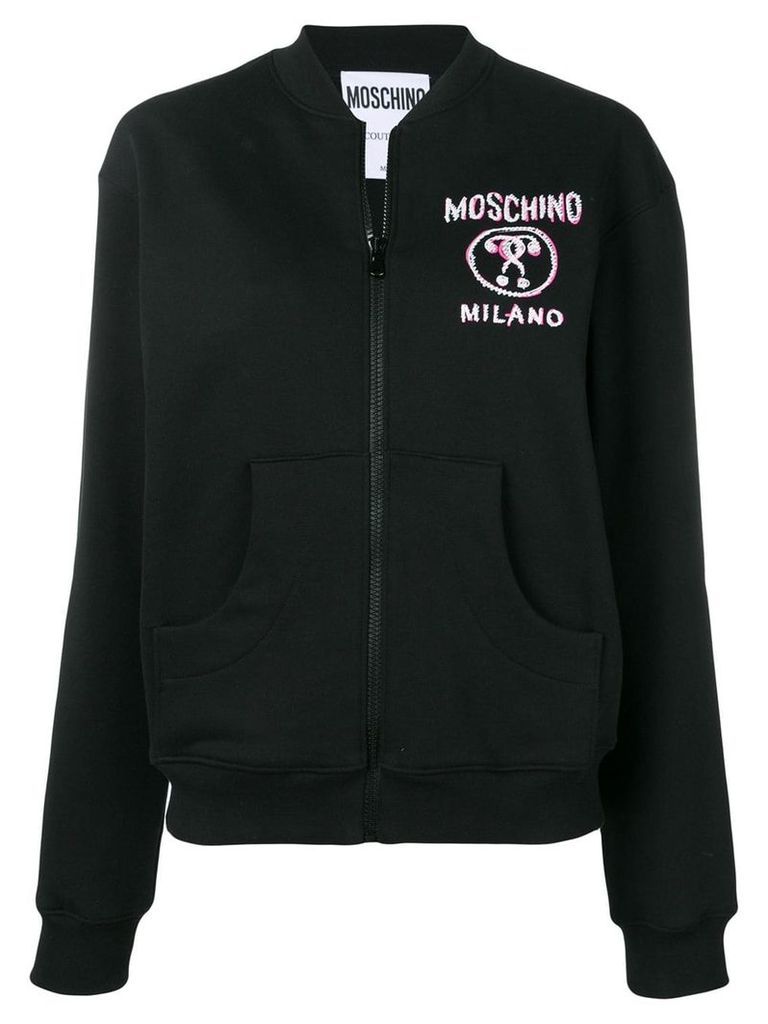 Moschino logo print bomber jacket - Black