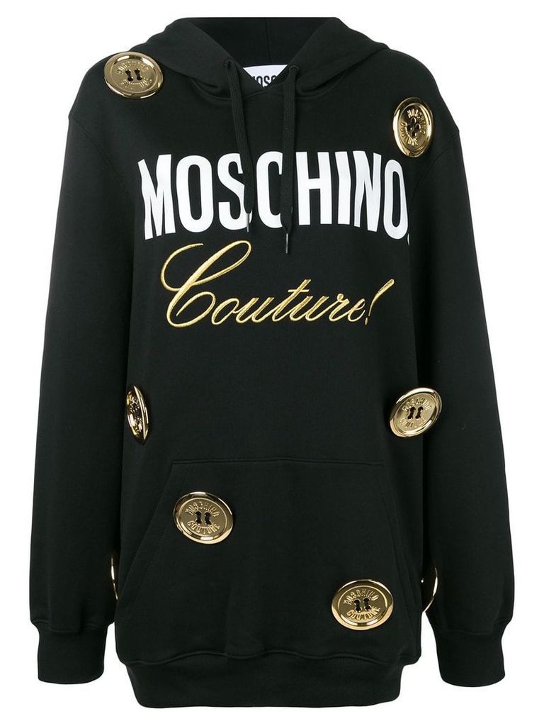 Moschino button detail hoodie - Black