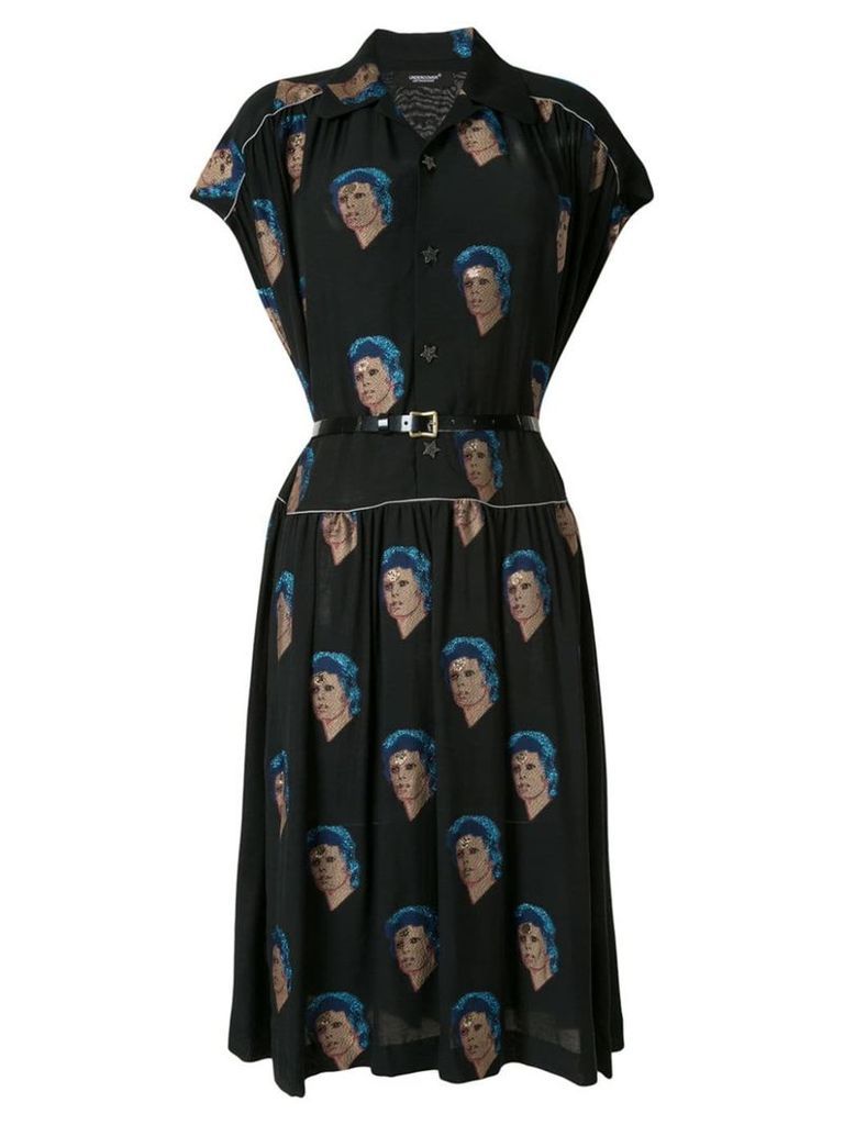 Undercover Bowie print shirt dress - Black