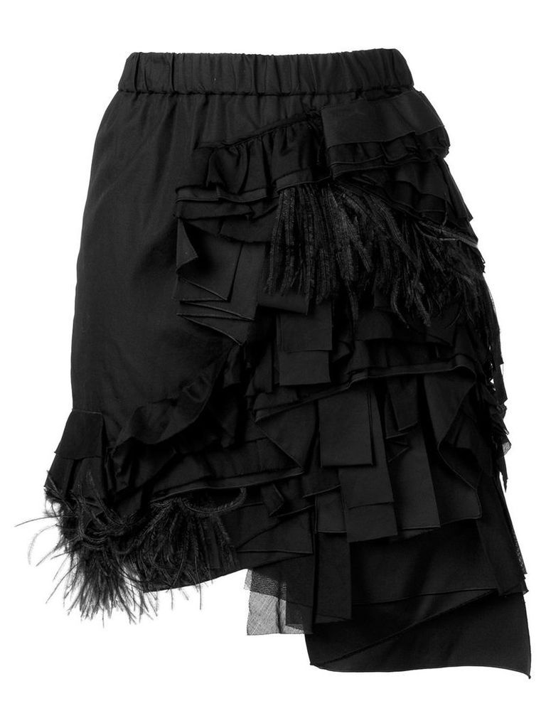 Nº21 ruffle and feather trim draped skirt - Black