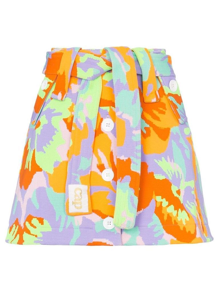Cap Micheline belted skirt - CAMO FLOWER NEON