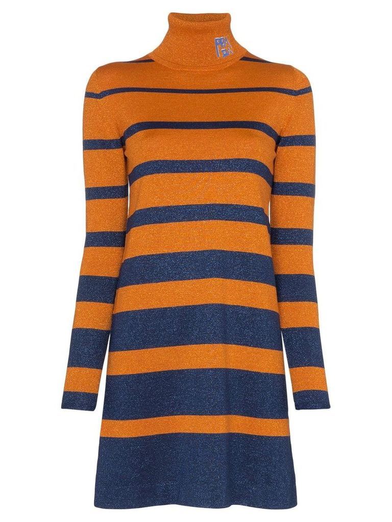 Prada Logo turtleneck metallic dress - ORANGE