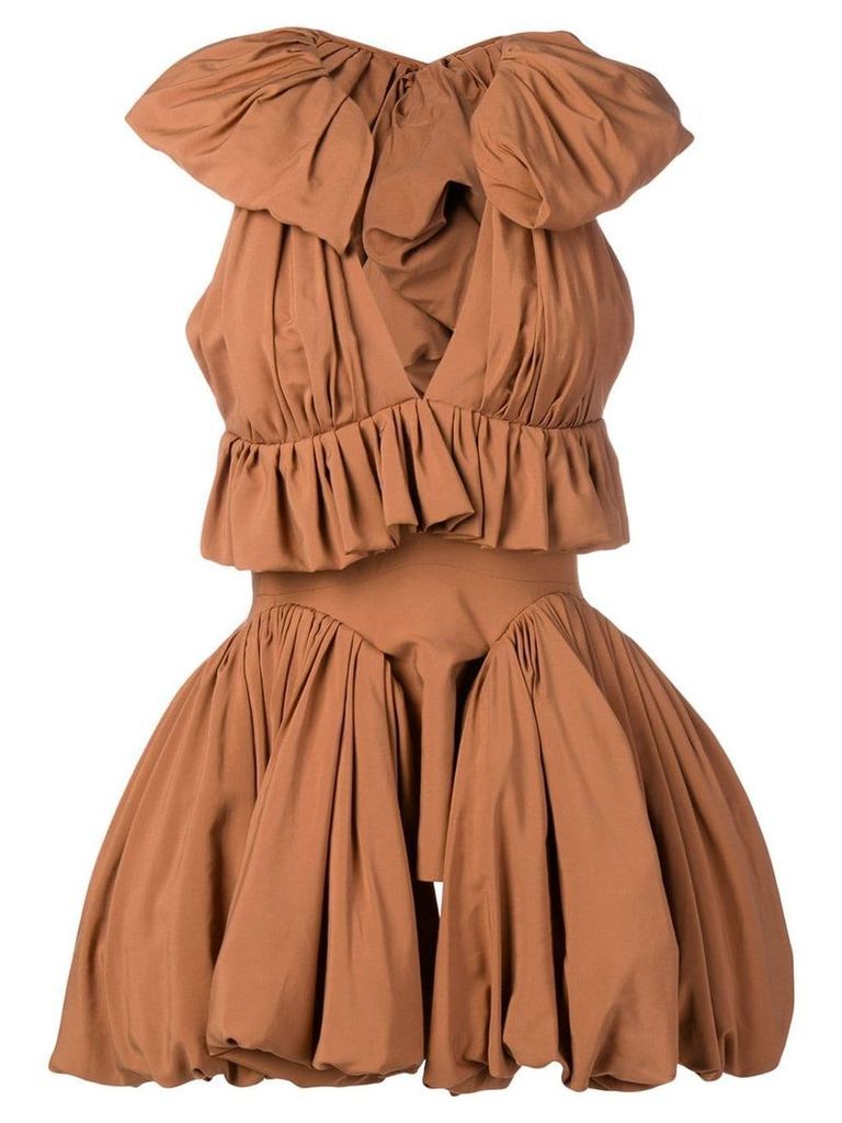 Maticevski ruffle trim dress - Brown