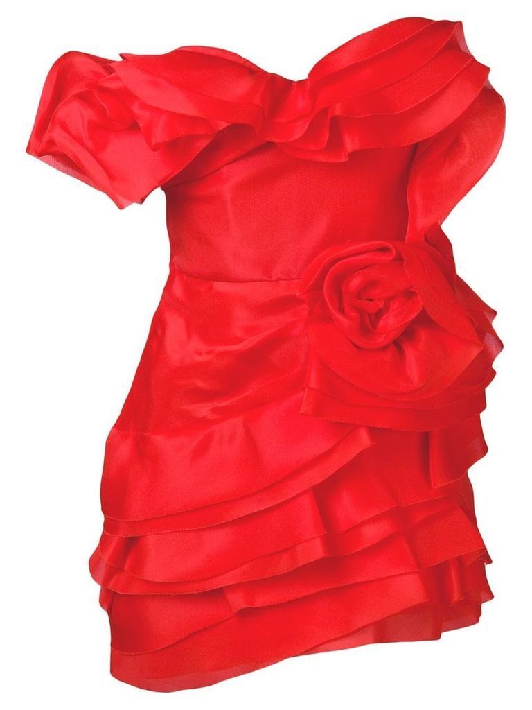 Ermanno Scervino frilled fitted dress - Red